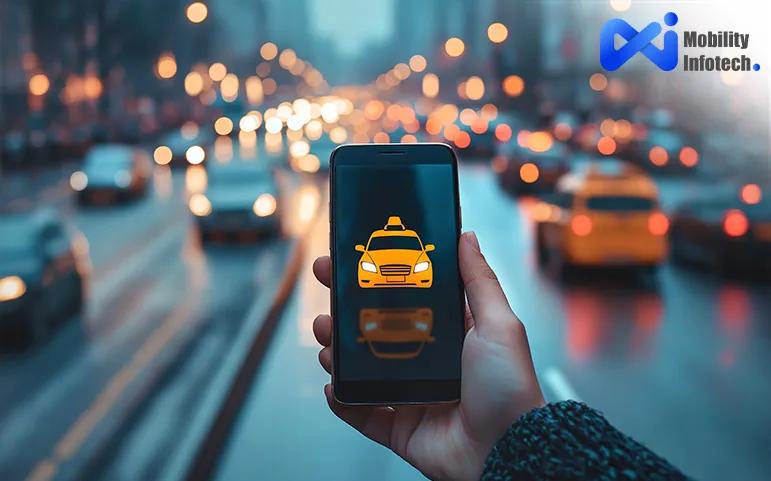 taxi app in smartphone