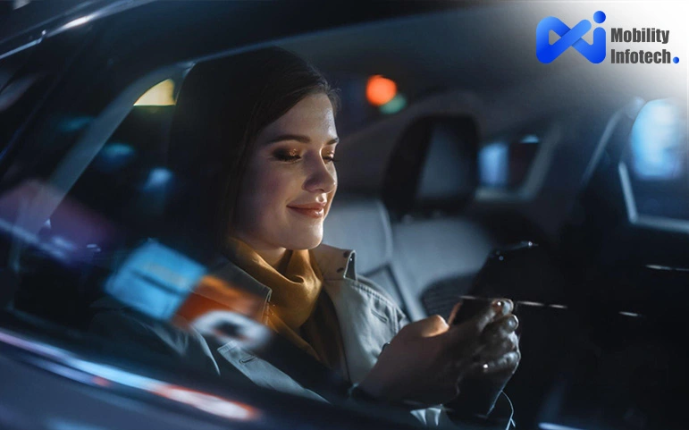 girl sitting in car