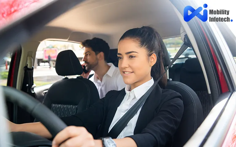A girl driving car