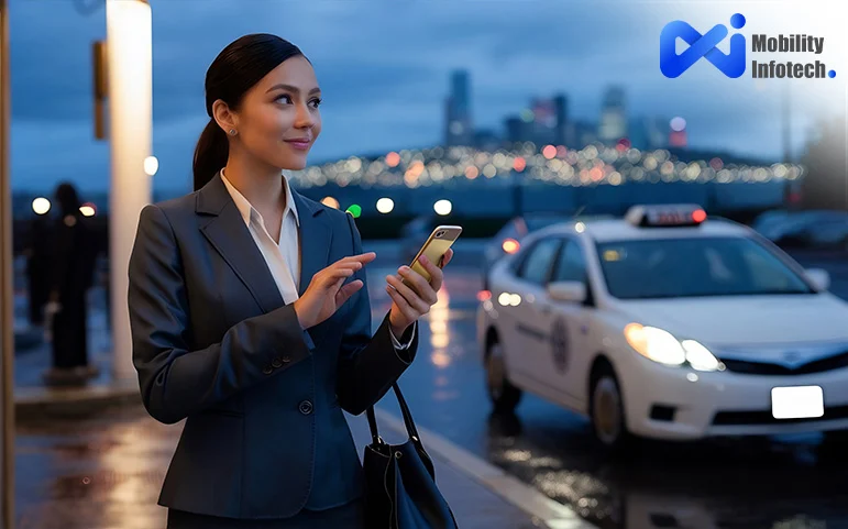 a woman stand alone seeking by smart phone