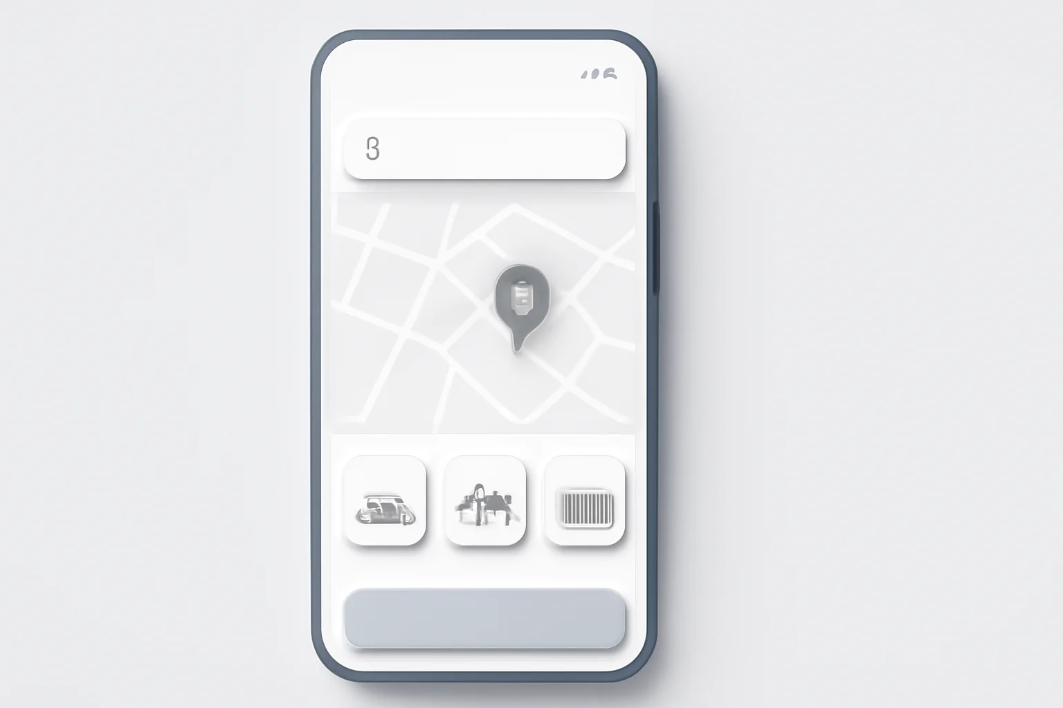 Uber clone app home screen with map view, nearby cars, and bilingual service options like Ride, Delivery, Carpool, Rentals