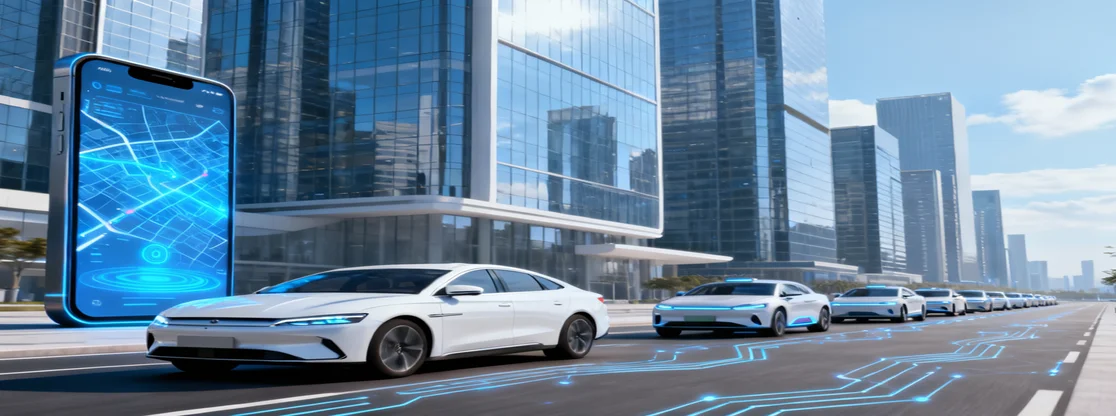 ai-powered taxi software concept showing automated ride-hailing in australia
