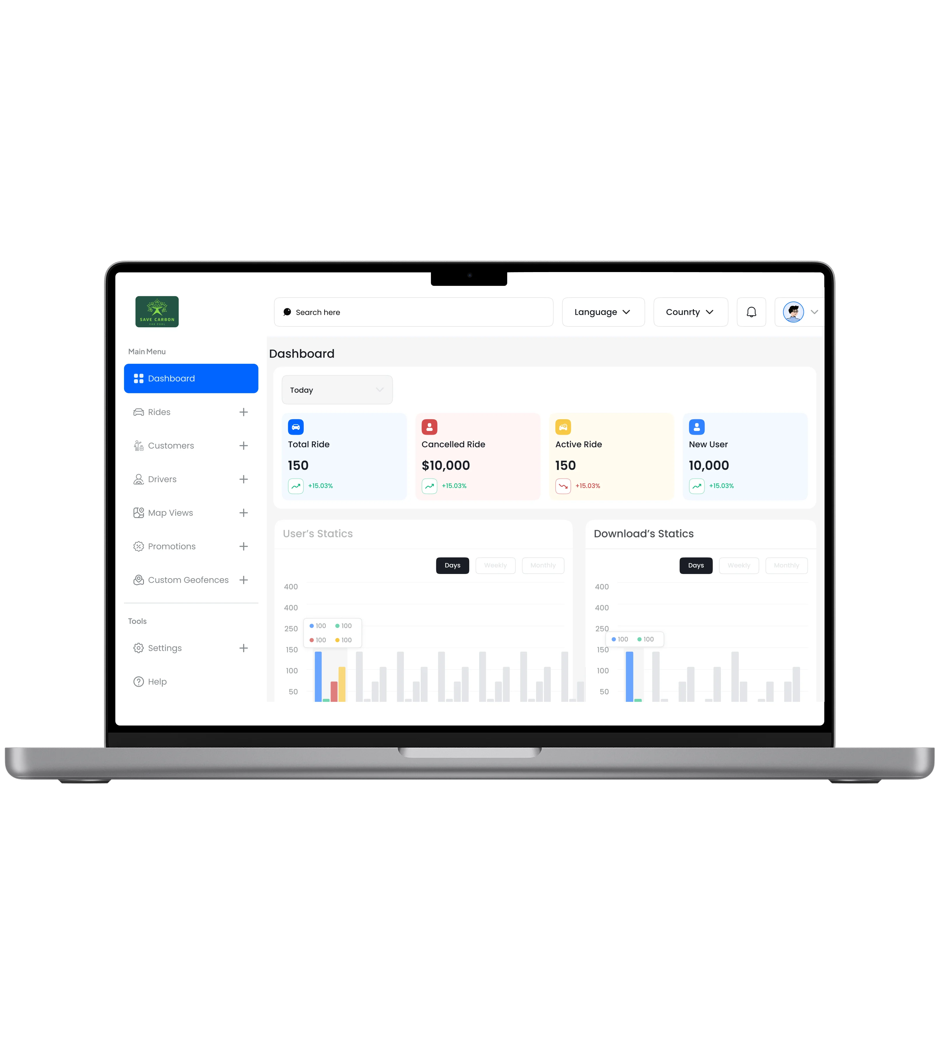 GoWi admin panel interface