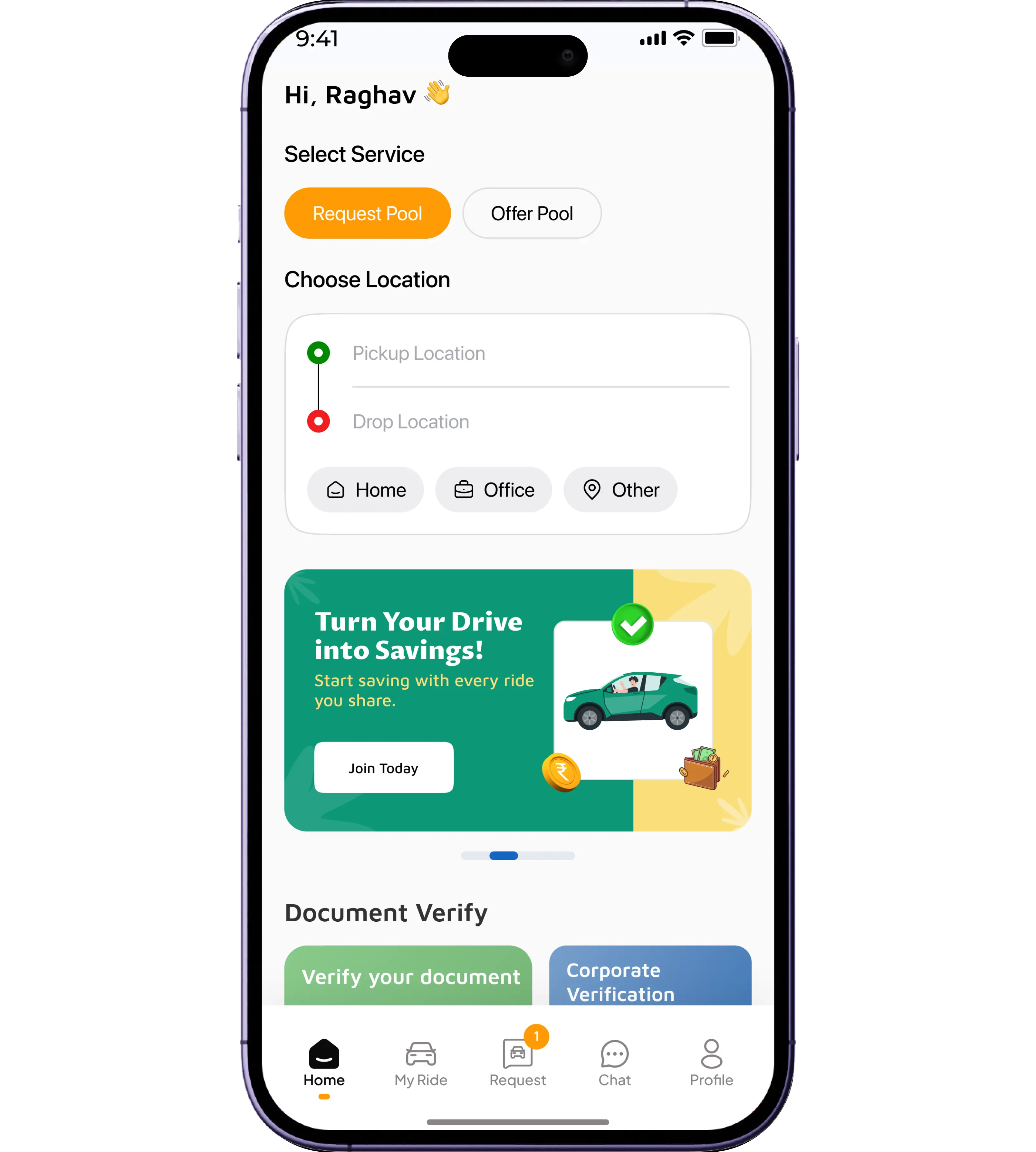 Togopool app user interface