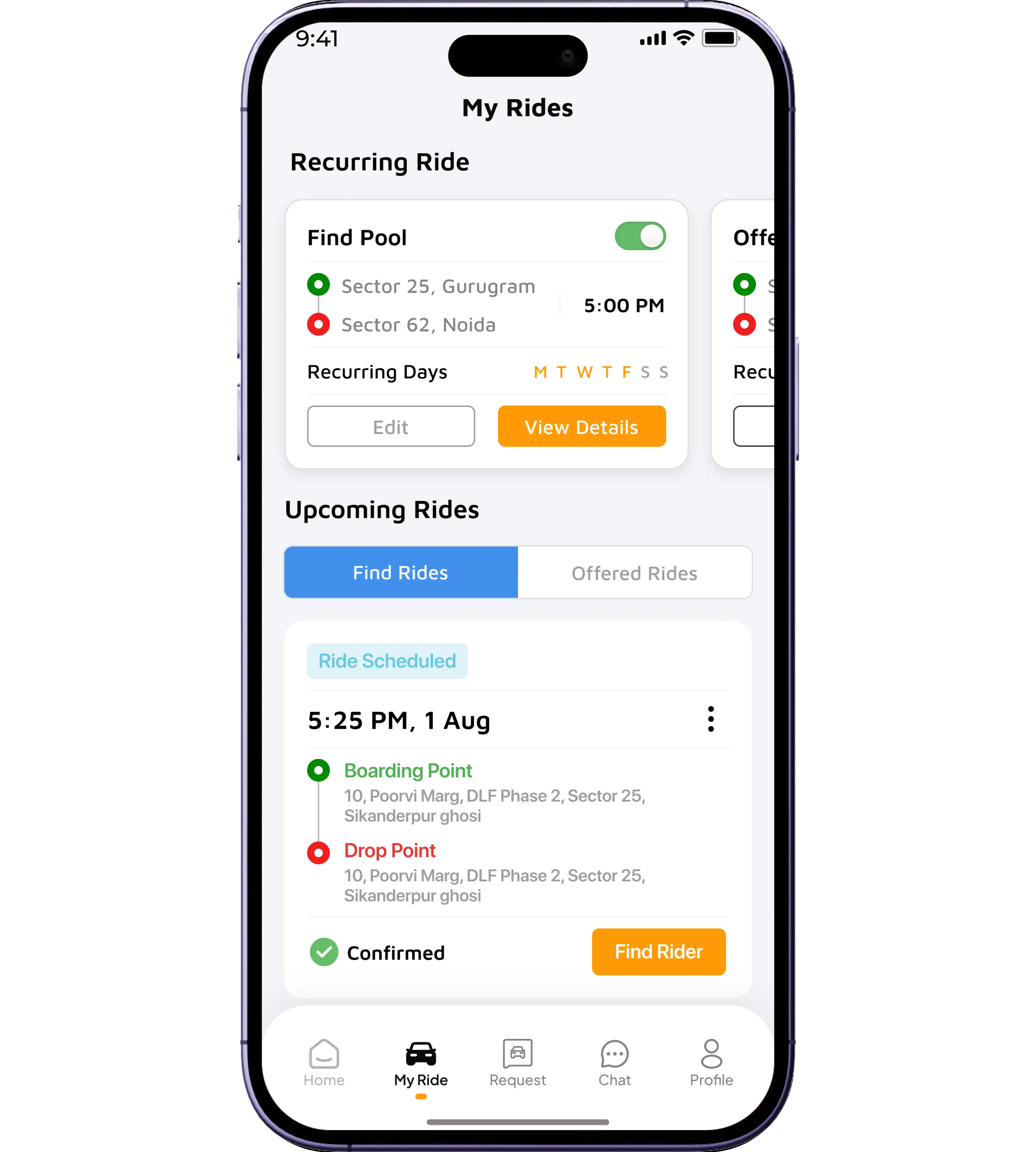 Togopool app driver interface