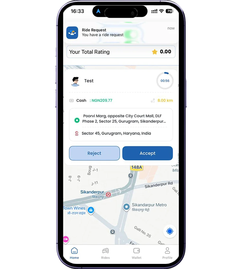Sunflex Ride driver app