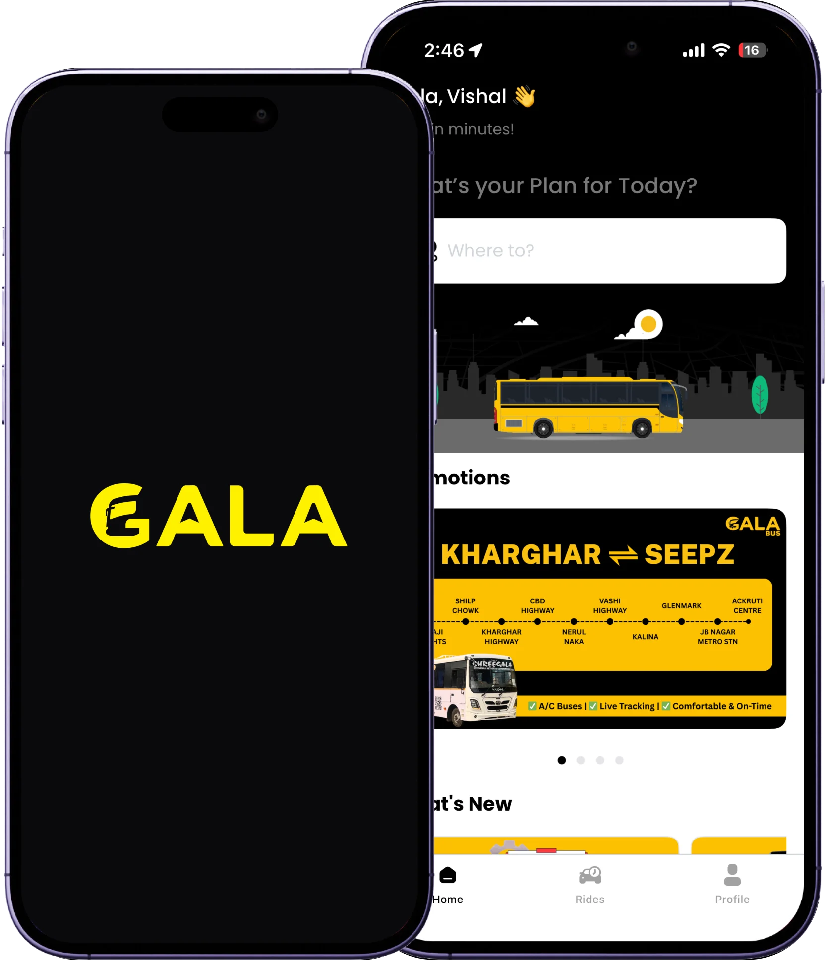 Gala Bus app interface