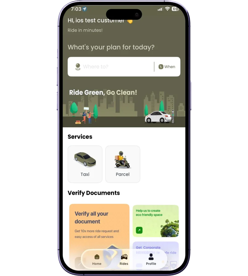 Duty Driver user app interface