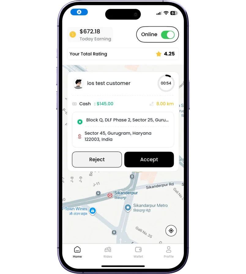 Duty Driver driver app interface