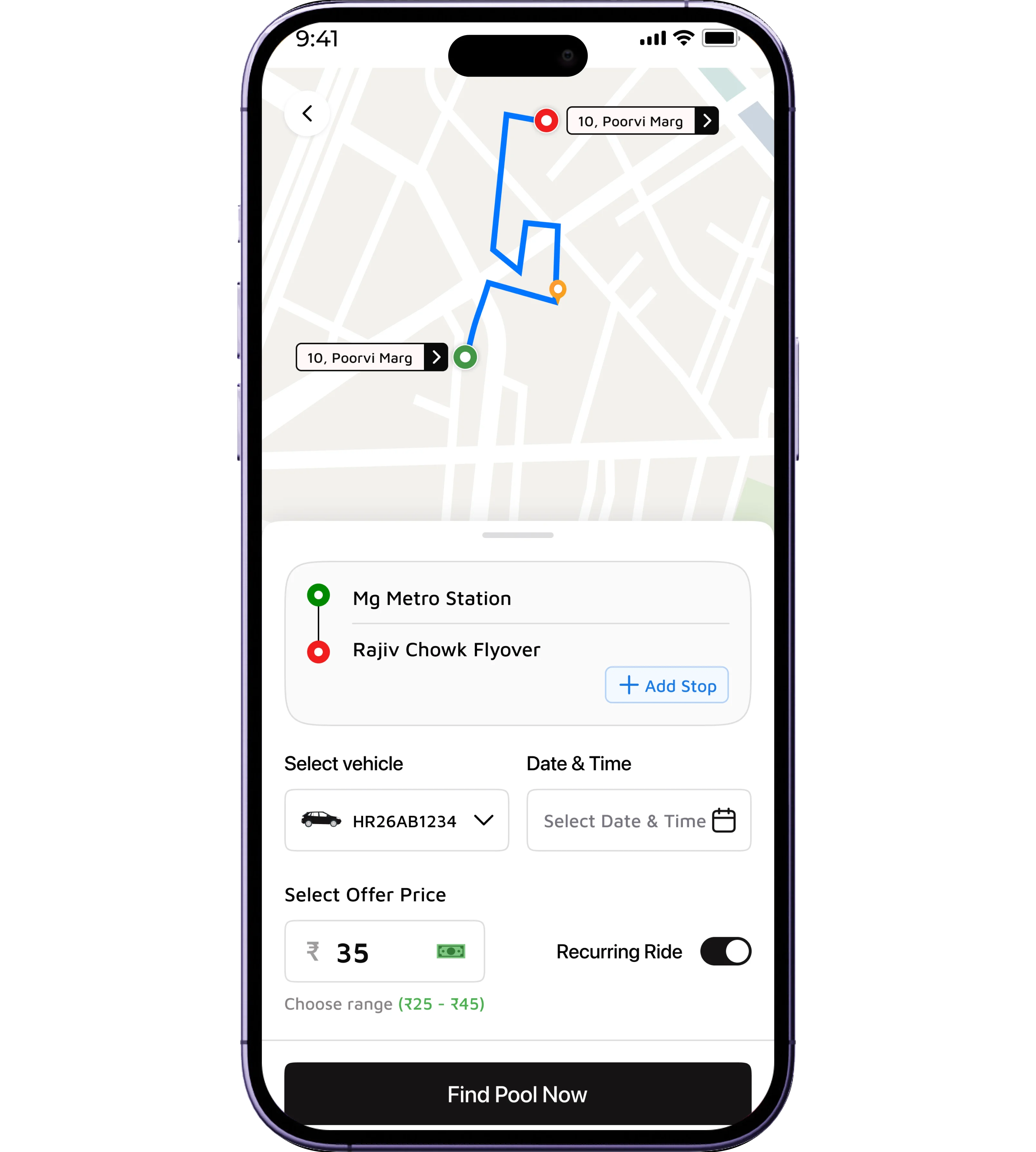 Ridely driver app interface